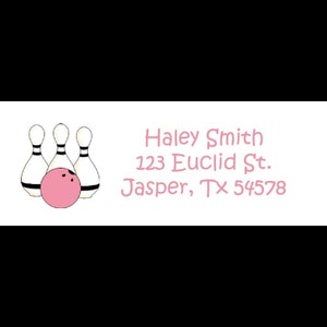 30 Return Address Labels   Bowling Birthday Party  GIRL