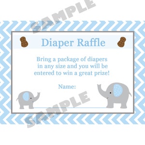 Tirage au sort de couche 24 bébé douche couche tirage cartes - Shower de bébé éléphant bleu - éléphant