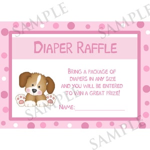 24 Carte lotteria pannolini Baby Shower - Pink Puppy Dog Baby Shower