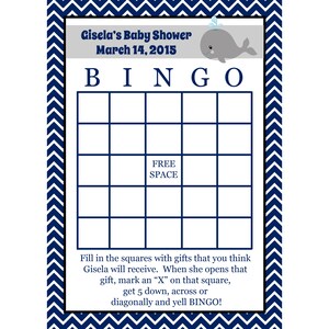 24 personnalisé baleine Baby douche Bingo cartes - Nautical Baby Shower - baleine Baby douche - mer Baby Shower - nautique cartes de Bingo