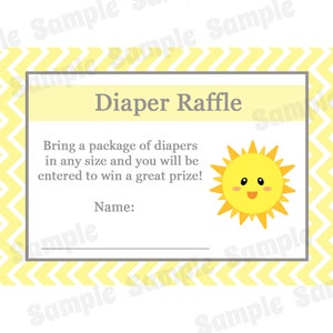 24 Baby Shower Diaper Raffle Cards - You are My Sunshine - Sunshine Baby Shower