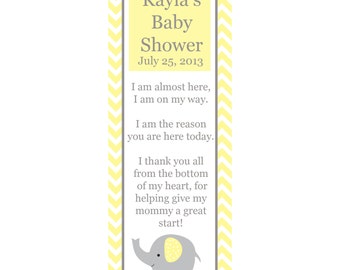 30 Personalized Bookmarks for Baby Shower - ELEPHANT