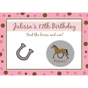 24 rose occidentale d’anniversaire à gratter gratter chaussure cheval jeu de cartes - cheval - équitation - Western anniversaire parti-