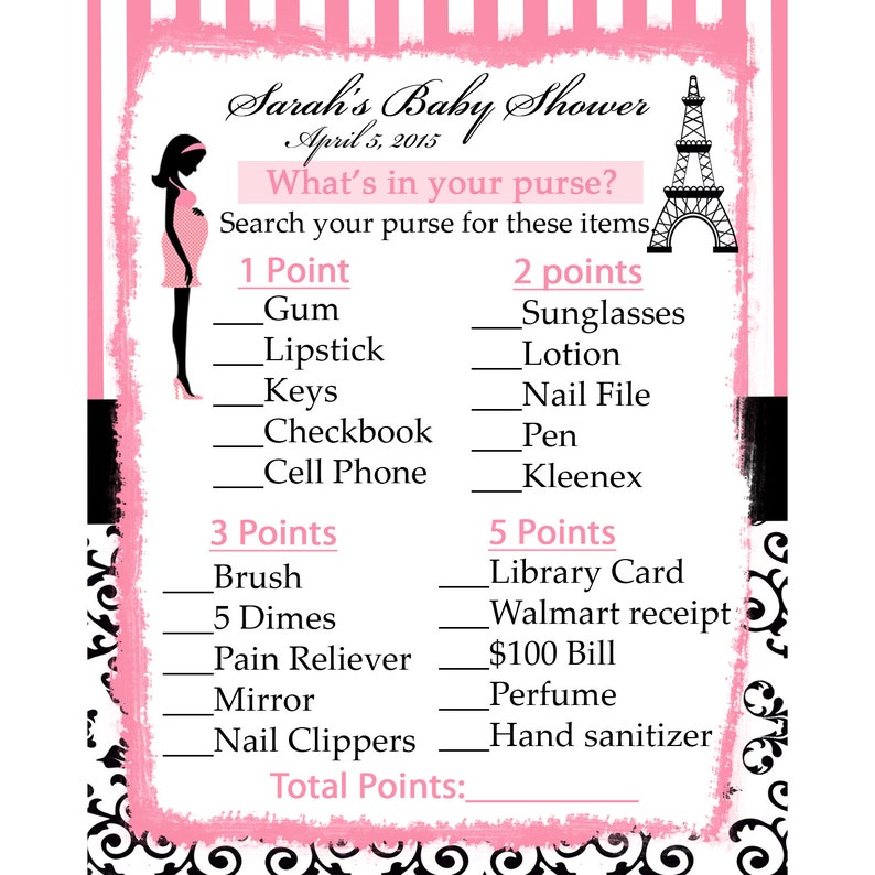 24 Personalized Baby Shower Game Cards What's in Your Etsy