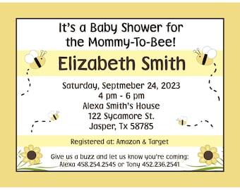 20 Personalized Baby Shower Invitations  - Mommy to BEE - Bee Baby Shower - Baby Bee - Bumble Bee