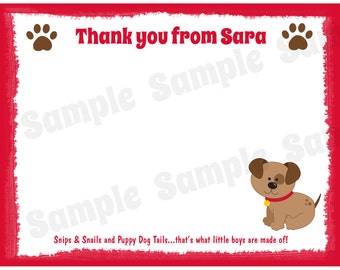 20 Personalized Baby Shower Thank You Cards  - Puppy Dog Thank You Cards - PRINTED and shipped