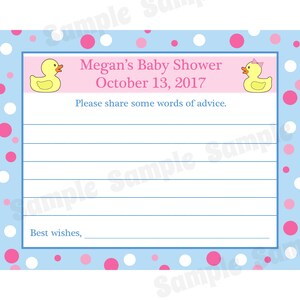 24 personalizzati bambino doccia consigli carte - rosa e blu gomma Ducky