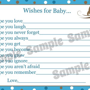 24 deseos para las tarjetas de bebé - personalizado bebé ducha tarjetas - buho azul Baby Shower