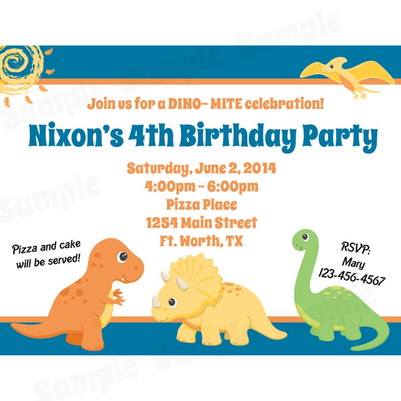 20 Personalized Birthday Invitations Dinosaur Birthday Party Dinosaur Party