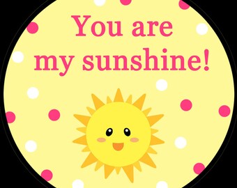 Sunshine Baby Shower Stickers - PINK You Are My Sunshine - AVAILABLE in Four Sizes - You Are My Sunshine Baby Shower