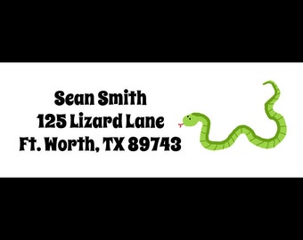 30 Personalized Return Address  Labels  -  Snake