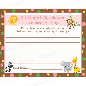 24 Personalizzato Baby doccia consigli carte - animali dello Zoo - Pinks