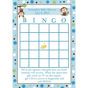 24 personalizado bebé ducha tarjetas de Bingo - monito