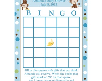 24 Personalized Baby Shower Bingo Cards  -  Little Monkey