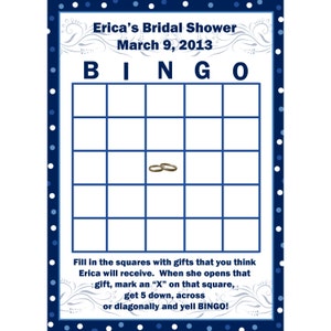24 personalizada tarjetas de juego de Bingo despedida de soltera - novia moderna - azul marino - azul despedida de soltera - boda