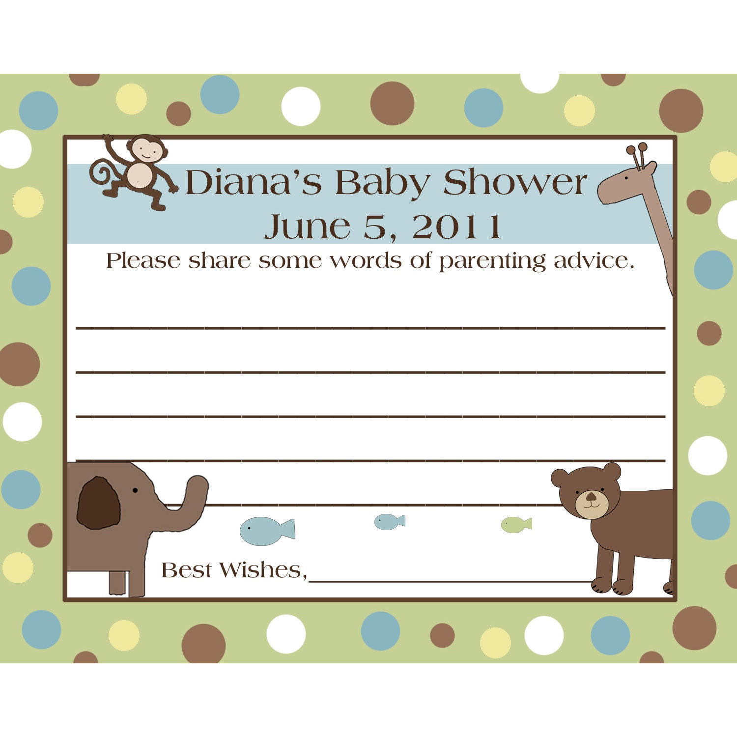 24 Personalized Baby Shower Advice Cards WILD THINGS Etsy