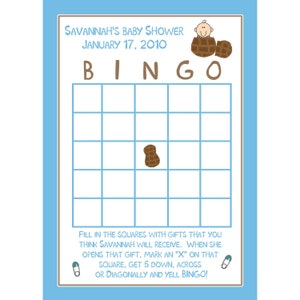 24 personnalisé bébé cartes de Bingo douche peu d'arachide