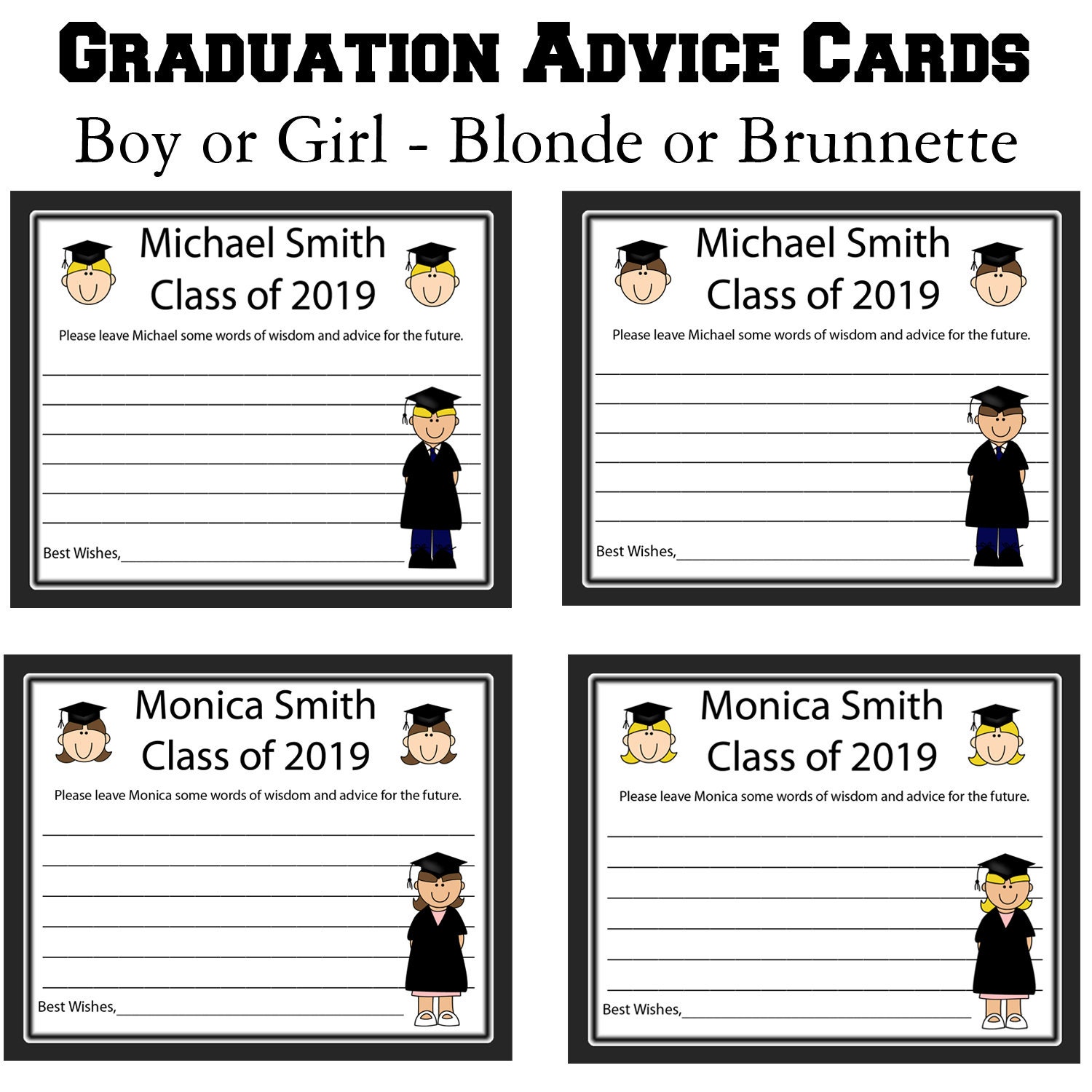 College Class of 2019 50 Graduation Advice Cards Wishes for the Graduate