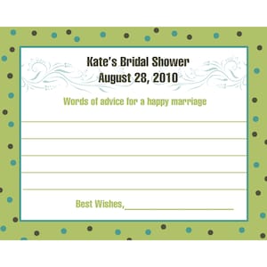 24 bruids douche advies kaarten - moderne bruid - groene bruids douche - Wedding advies - bruids douche advies