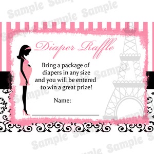 24 Baby Shower Pannolini Raffle Cards - Tema Parigi