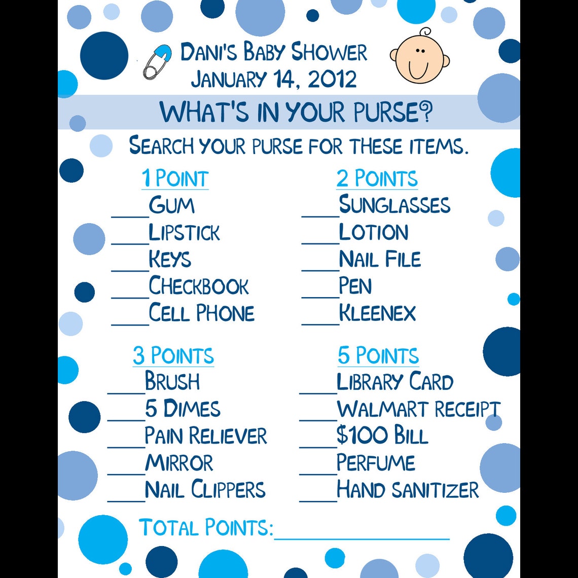 24 Personalized Baby Shower Game Cards What's in Your Etsy