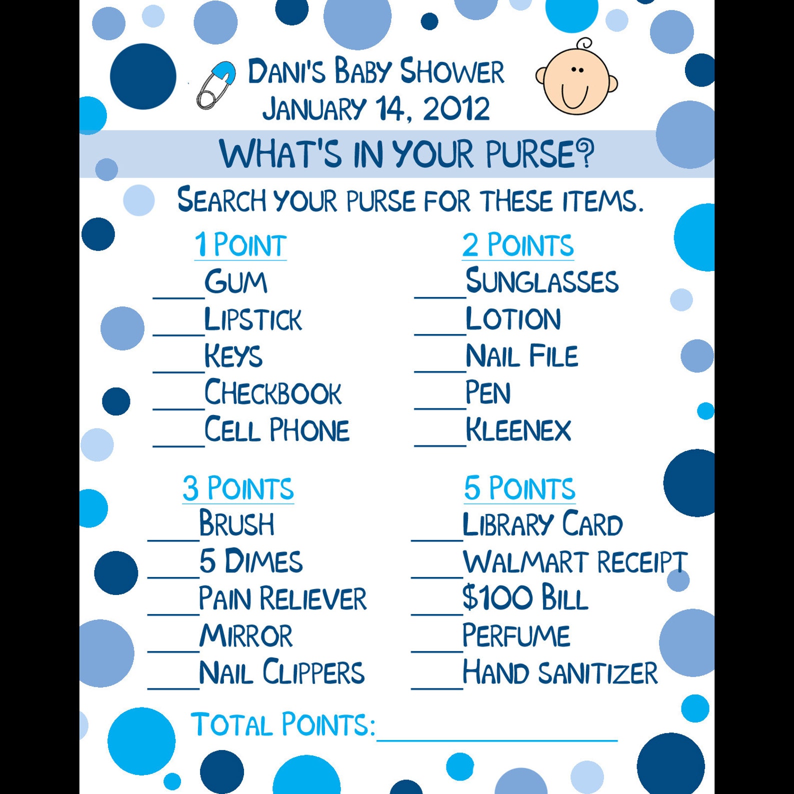24 Personalized Baby Shower Game Cards What's in Your Etsy