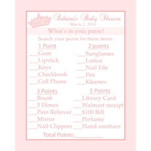 24 Bébé douche jeu cartes quel est dans votre sac à main jeu - Couronne de princesse