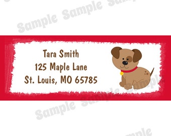 30 Personalized Return Address Labels- Puppy Dog