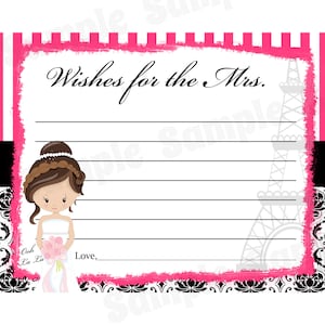 24 gepersonaliseerde bruids douche wensen voor de MRS. - Parijs thema - Parijs bruids douche - Parijse douche - Parijs advies Cards - Parijs bruiloft