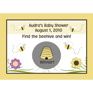 60 cartes de jeu à gratter personnalisées pour baby shower BABY BEE DESIGN