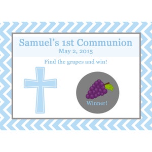 24 personnalisé Première Communion à gratter cartes à jouer - rose ou bleu disponible