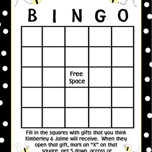 24 tarjetas de Bingo de ducha personalizada bebé - Baby Bee - Bumble Bee