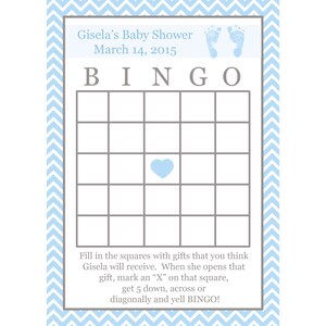 24 gepersonaliseerde babybingokaarten - blauwe babyvoetafdrukken - blauw - babybingo