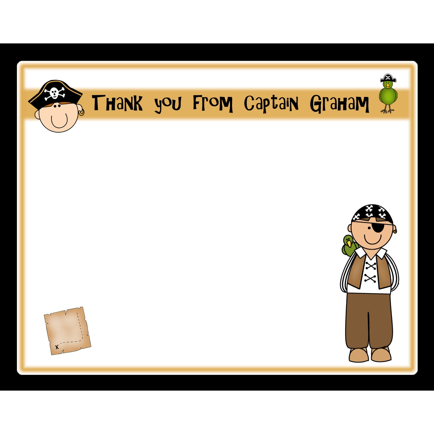 20 Personalized Pirate Thank You Cards - Etsy