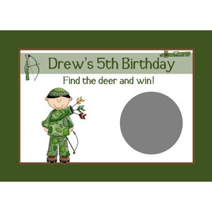 24 cartões de jogo personalizados para raspar o aniversário DEER HUNTING