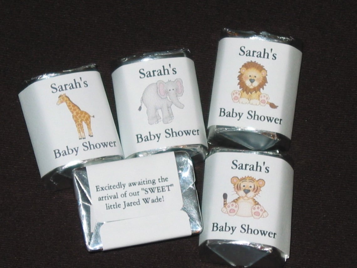120 Personalized Baby Shower Candy Bar Wrappers JUNGLE BABIES Etsy