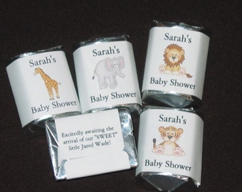 120 Personalized Baby Shower Candy Bar Wrappers- JUNGLE BABIES