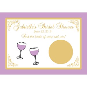 104 personnalisé douche nuptiale à gratter cartes à jouer - vin sur le thème Bridal Shower - lavande
