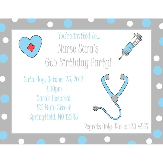 Invitations Danniversaire Design Infirmiere Infirmiere Etsy France