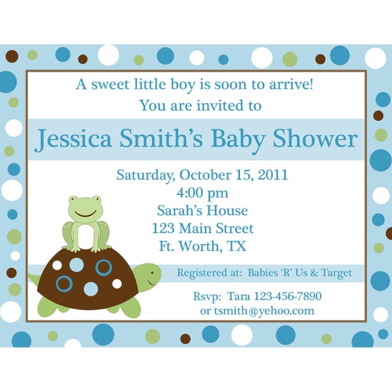 20 Personalized Baby Shower Invitations Little Turtle and Frog Etsy