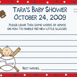 24 Personalizzato Baby doccia consigli carte - piccolo SLUGGER