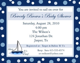 20 Personalized Baby Shower Invitations   - Ahoy It's a Boy Shower -   Nautical Theme - Baby Shower Invitations - PRINTED and shipped