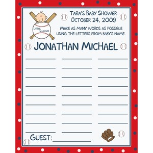 24 personalizzato Baby Shower Name Game LITTLE SLUGGER