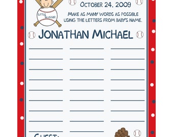 24 Personalized Baby Shower Name Game  LITTLE SLUGGER