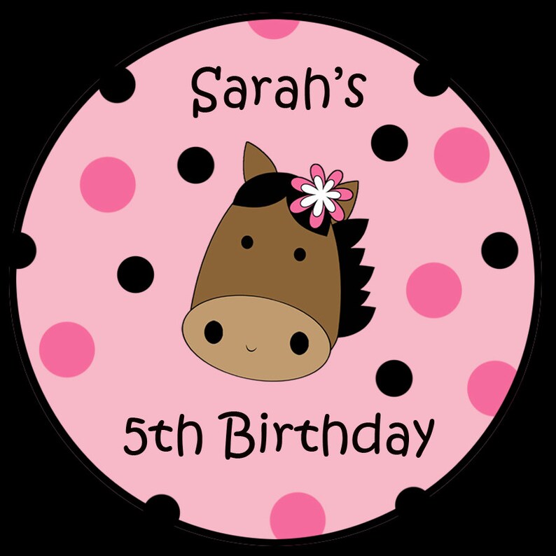 12 Personalized Round 2.5 Inch Stickers Western Pony image 1