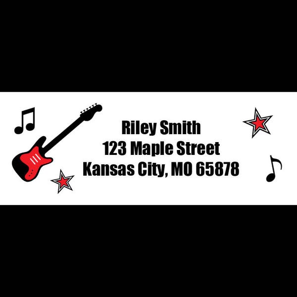 thumbnail image 2 of 30 Personalized Guitar Address Labels – Premium Labels, Customizable Sheet Music Design (BO 273) 2 of 4