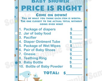 24 Personalized Baby Shower Price is Right Game Cards  - Momma Bird Baby Shower - Bird Baby Shower - Baby Bird Price is Right Game Cards