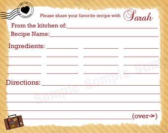 50 Personalized Recipe Cards   - Love is Everywhere Design