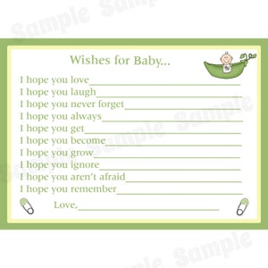 24 Wishes for Baby Cards - Personalized Baby Shower Cards - Sweet Pea Design - Yellow Sweet Pea - Gender Neutral -  Other Colors Available