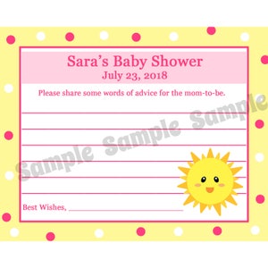 24 personalizado bebé ducha consejos tarjetas - rosa - eres mi sol Baby Shower - sol Baby Shower - asesoramiento - deseos para mamá tarjetas